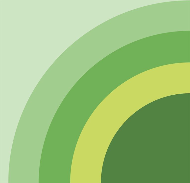 Motif en dégradé de vert composé d'arcs concentriques, allant du vert clair au vert foncé, formant un demi-cercle sur un fond vert pâle
